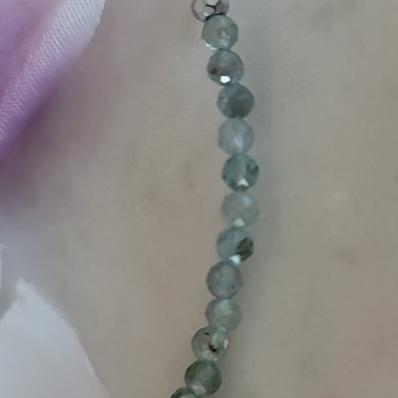 Aquamarine gemstones and genuine freshwater pearl 18" adjustable necklace. NWOT. - Picture 6 of 7